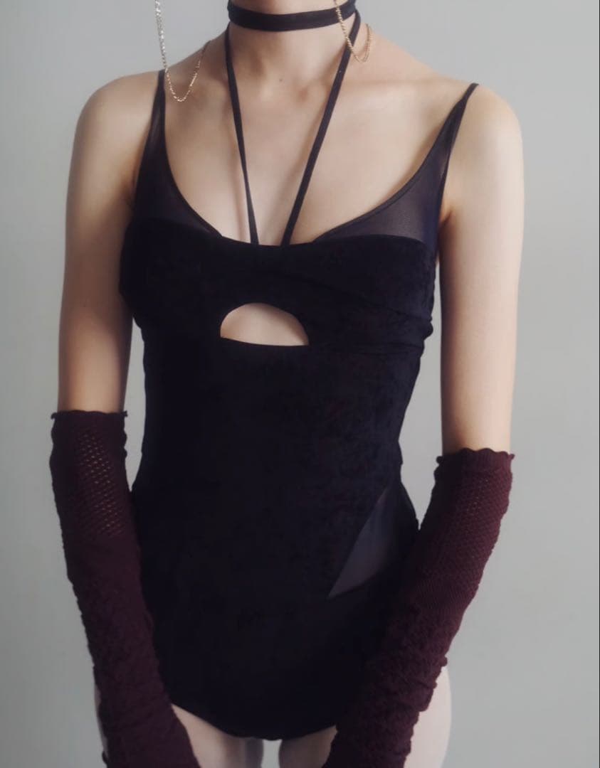 下着・アンダーウェア FETICO/SHEER PANEL VELVET BODYSUIT