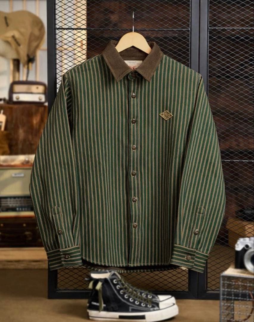 KARAKU 長袖ストライプシャツ