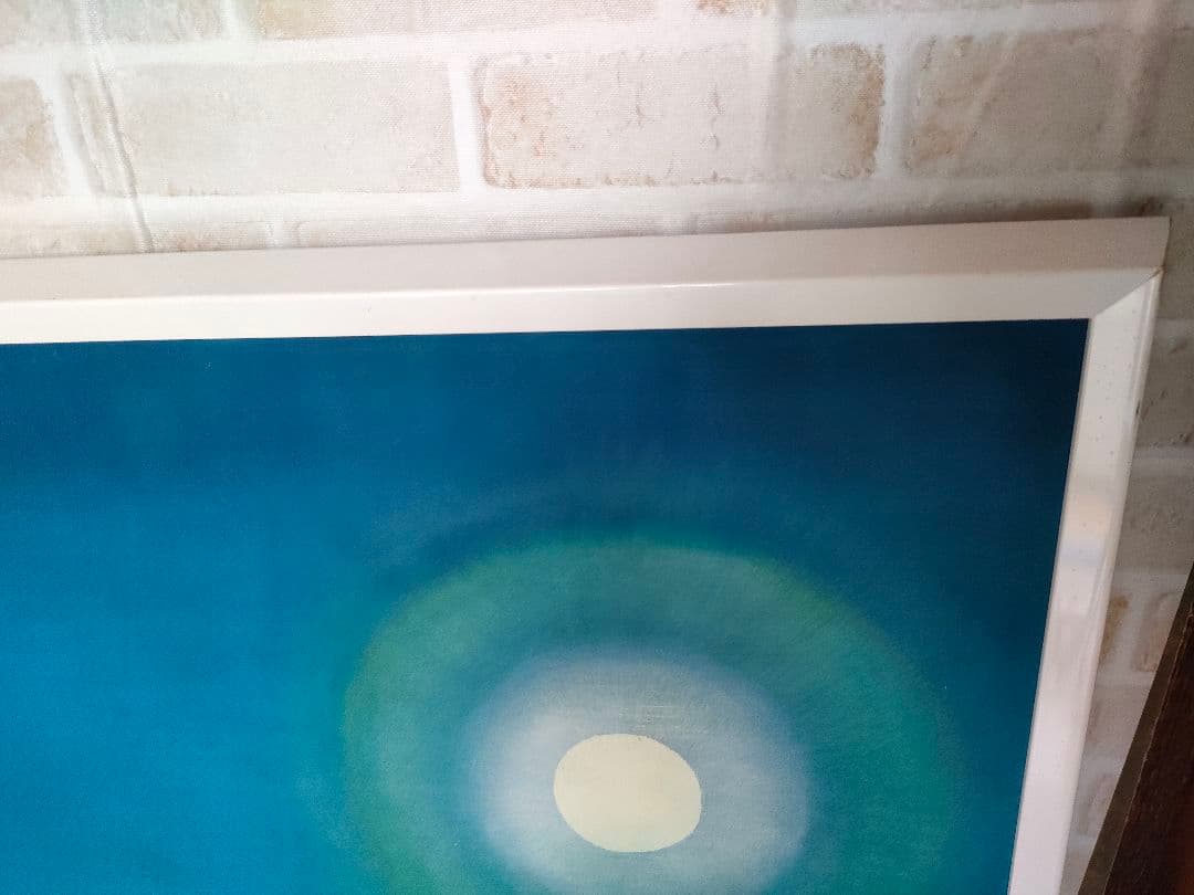 絵画 油彩画 P30号【春の夜明けに輝く月】