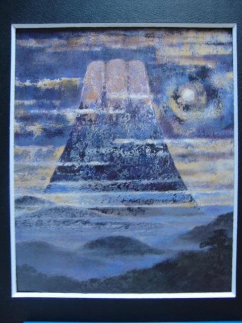 福島 一二三 【夜半の月】 希少画集画、状態良好、新品高級額装付