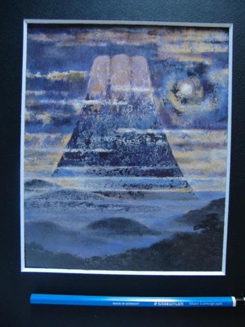 福島 一二三 【夜半の月】 希少画集画、状態良好、新品高級額装付