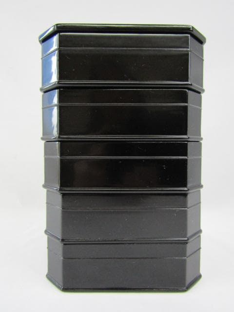 Y5-1014 ◇茶道具 輪島塗 真塗 縁高 菓子器 五段重◇ 茶道具 菓子器 縁高 縁高重 輪島塗り 溜塗り 七宝透かし 筋目 五段 段