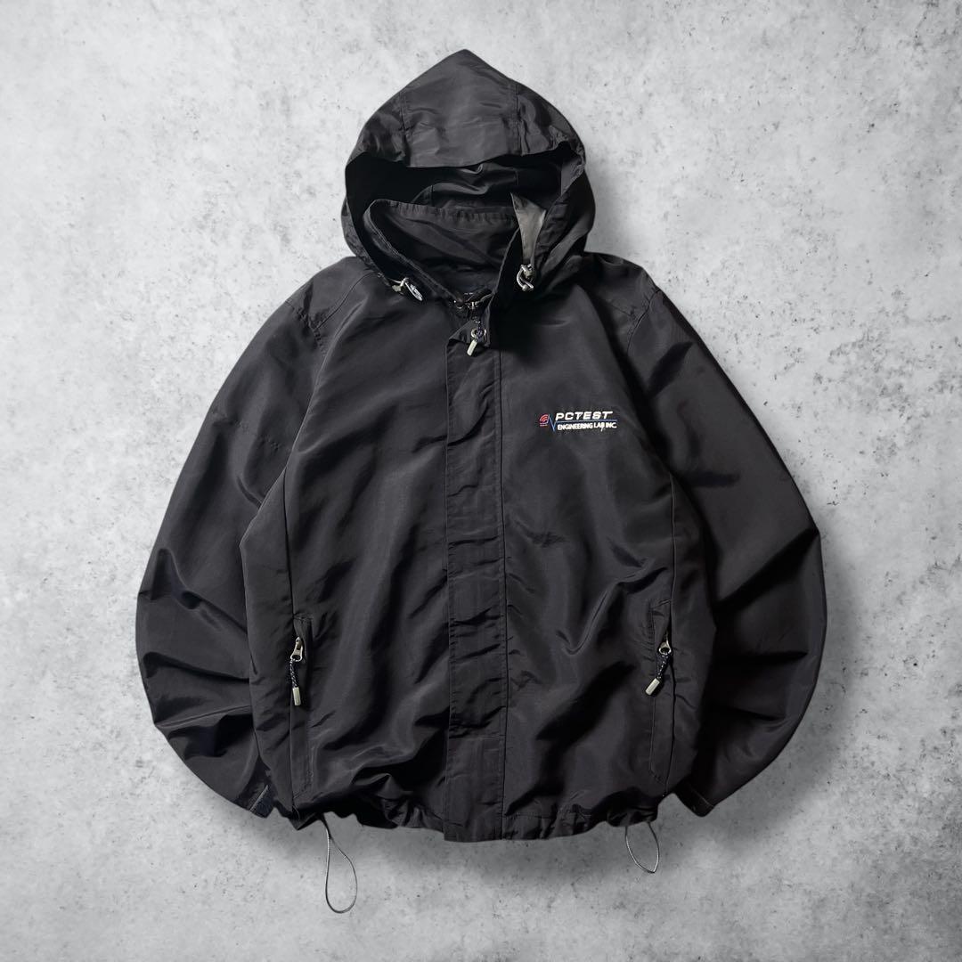 LANDS'ENDランズエンドウォームアップジャケット企業刺繍ネイビーM古着