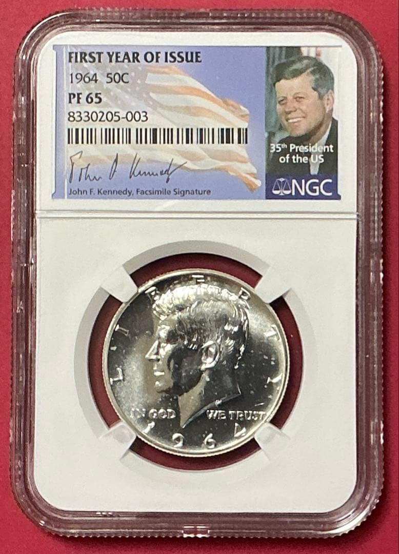 【NGC鑑定】1964年 ケネディ ハーフダラー PF65 銀貨オリジナルラベル NGC鑑定】1964年 ケネディ ハーフダラー PF65 銀貨オリジナルラベル