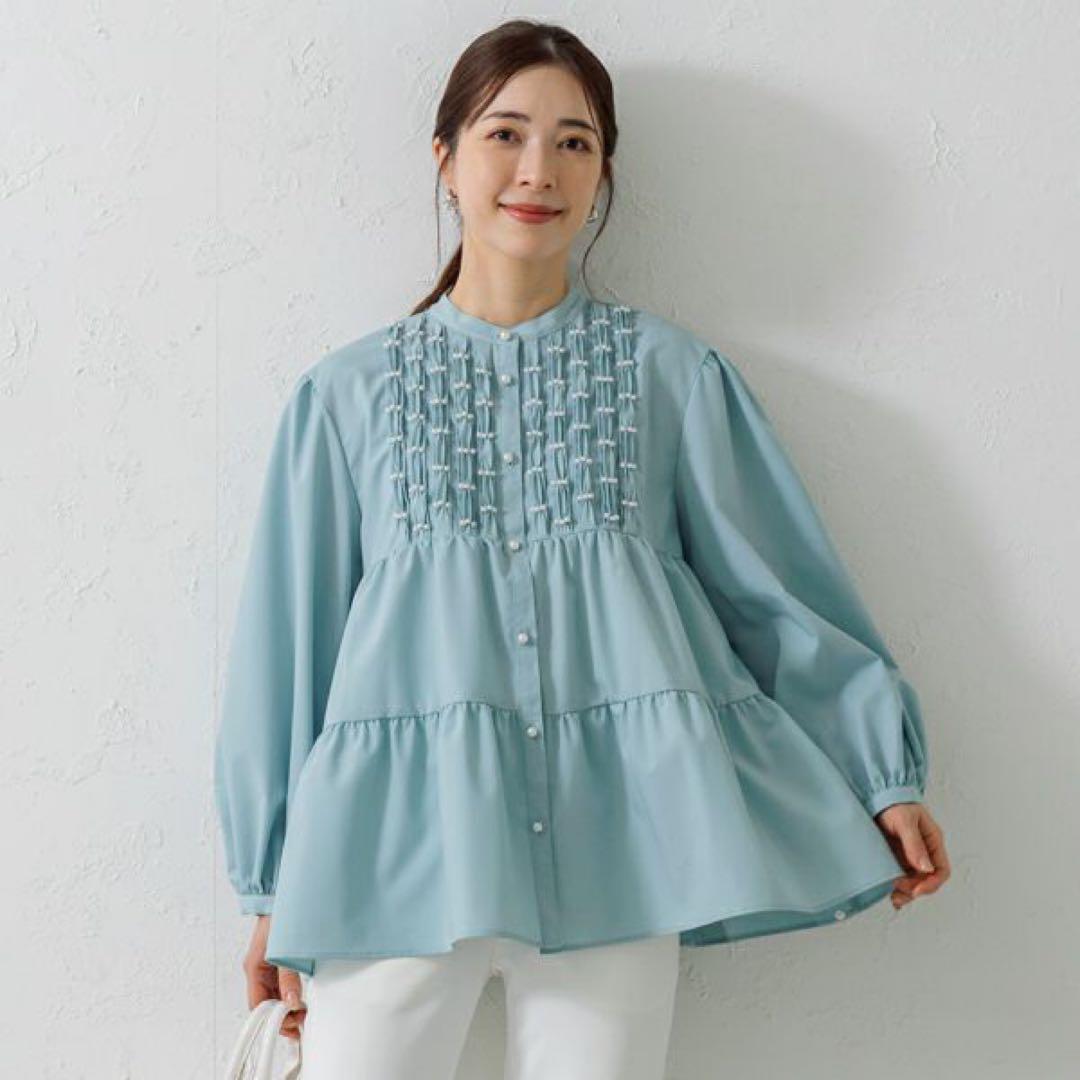 Sono ソーノ✨新品未使用ビジューパールティアードフレアブラウス