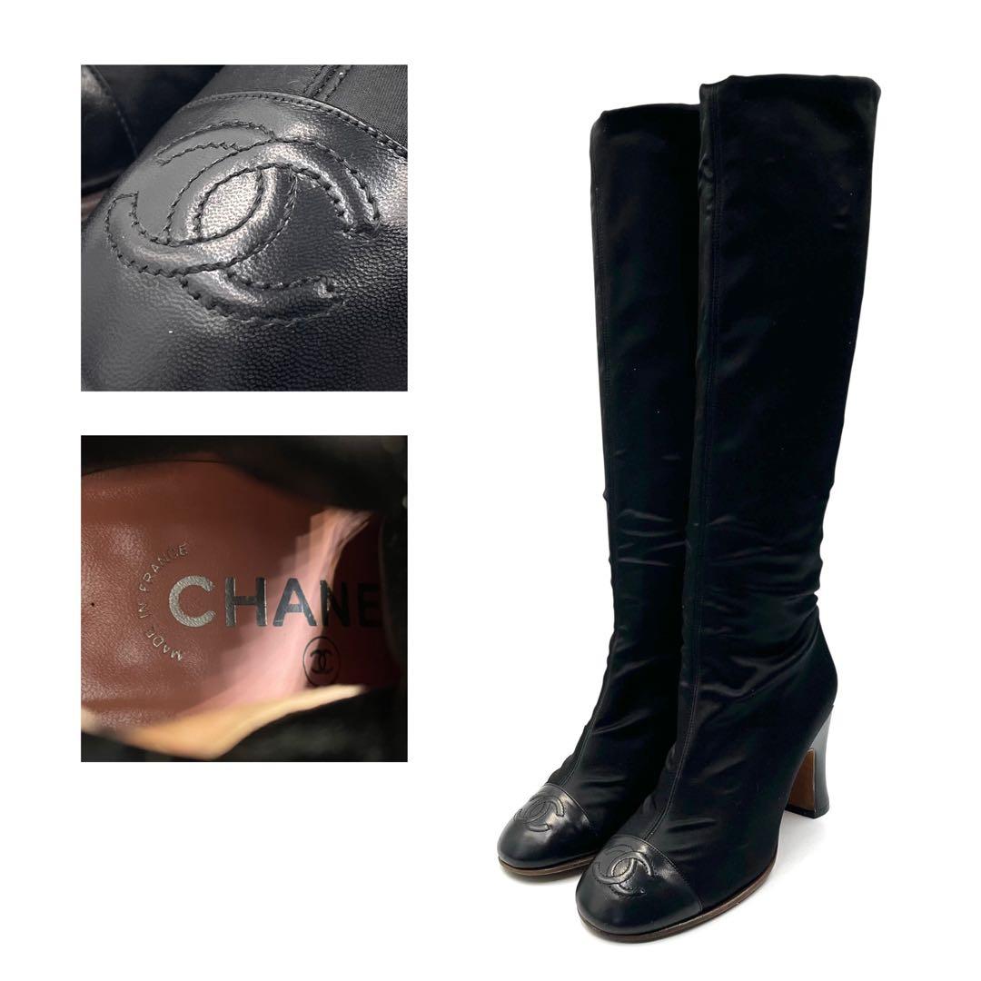 《超美品》シャネル ストレッチ ココマーク ロングブーツ ブラック 黒系 36
