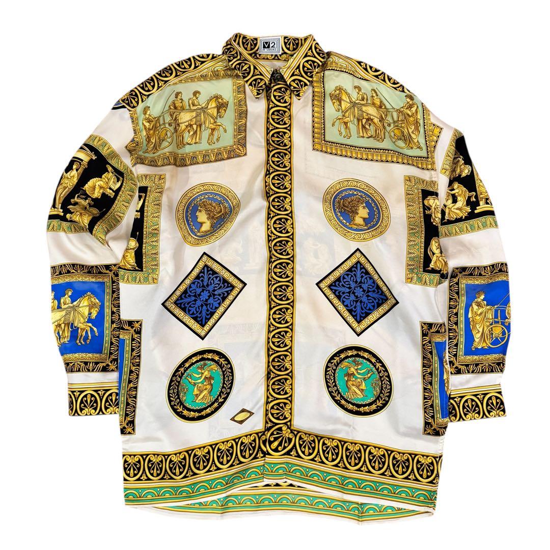 ヴェルサーチ V2 by versace 総柄シルクシャツ