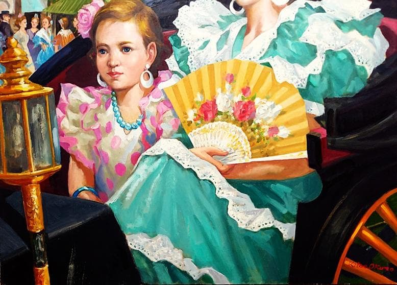 二元会常任委員審 奥野北雄 二元会総理大臣賞 油彩画直筆　S20号　額なし