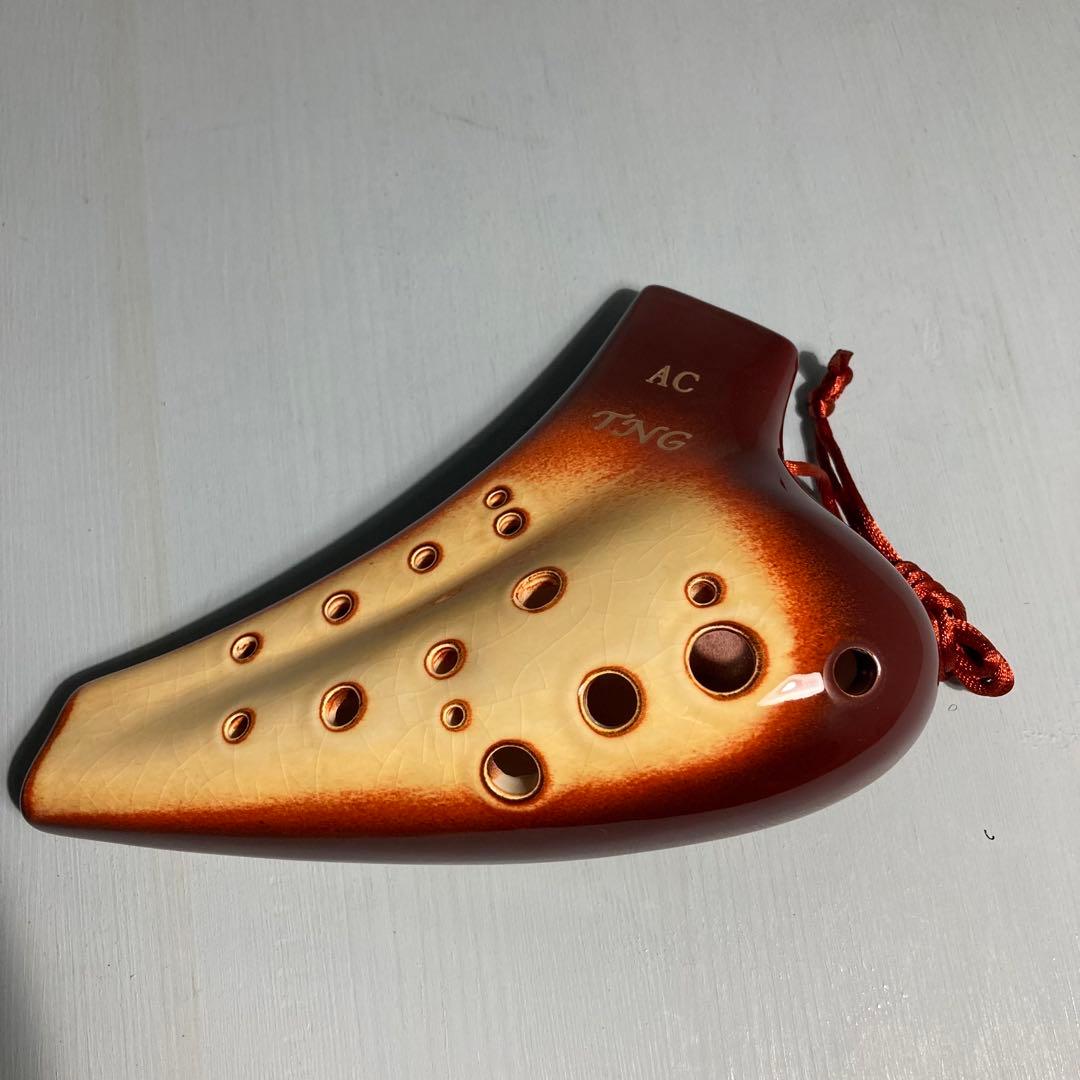 【新品未使用】TNGオカリナ ダブル アルト C管 ブラウンオレンジ