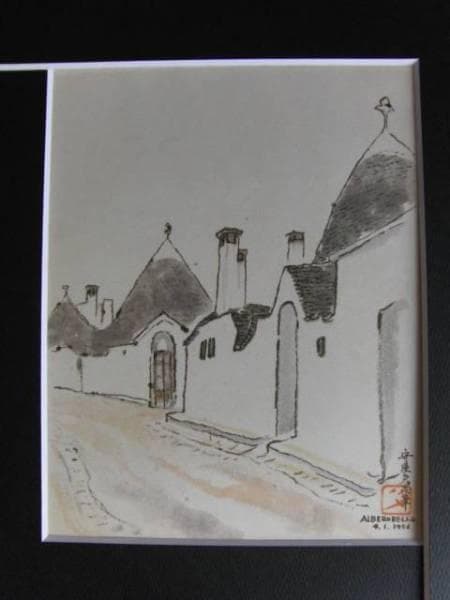 守屋多々志、静かな家並、希少な額装用画集より、美品、新品額装付