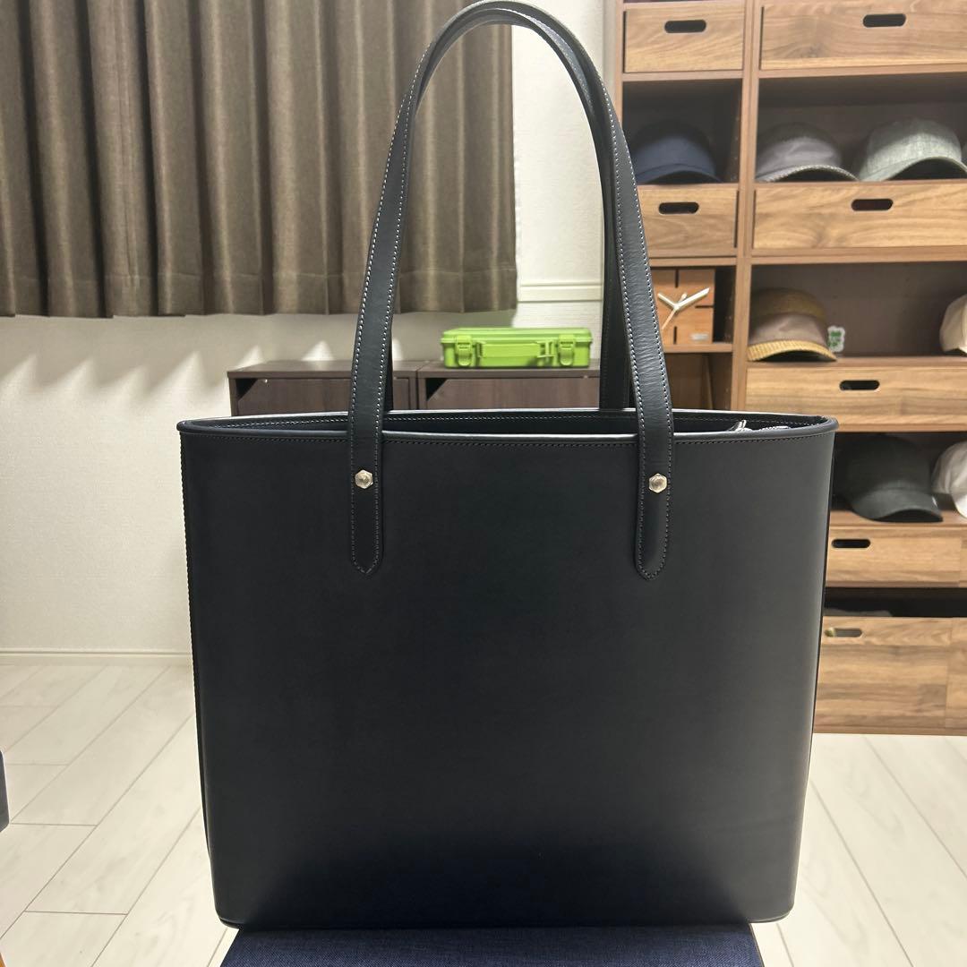 【超美品】万双 トートバッグ ブライドルレザー ネイビー