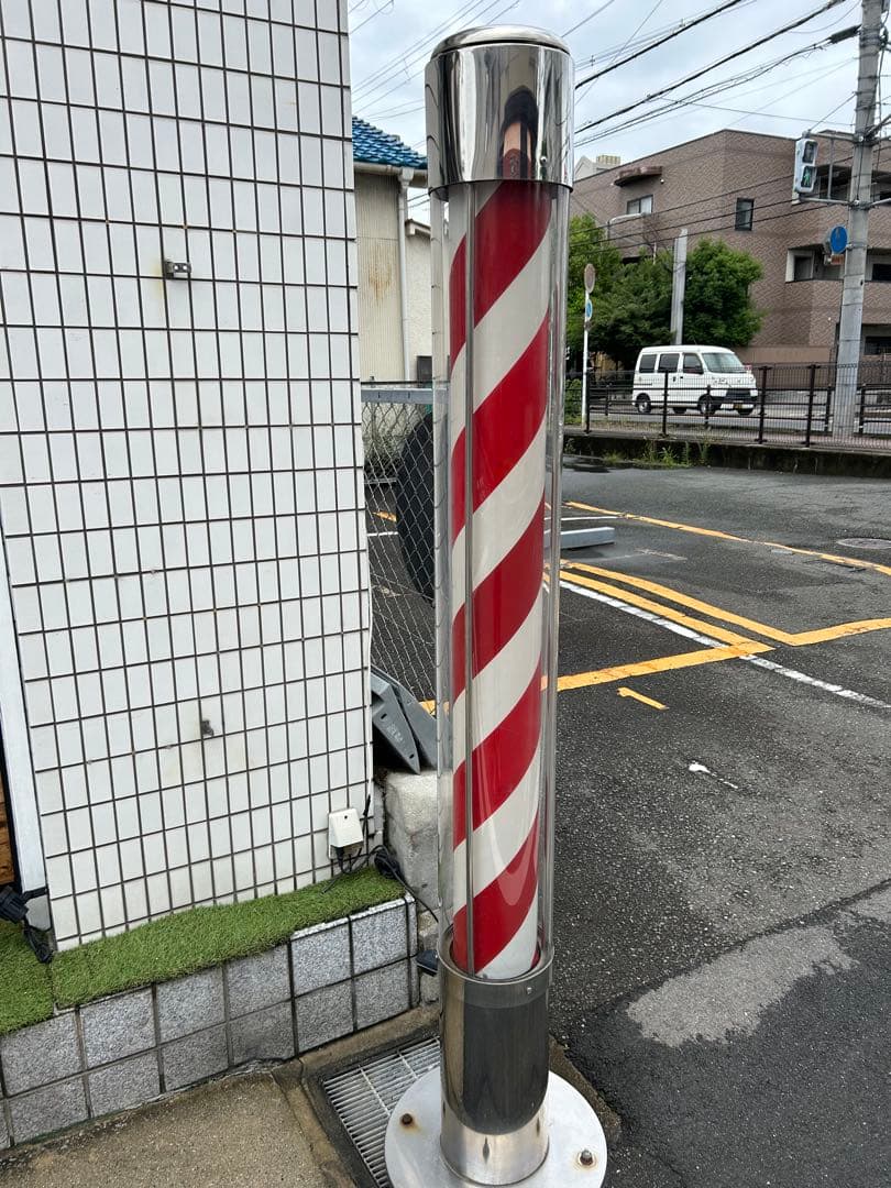 引き取り限定　サインポール　大阪　理容 送料無料 サインポール 大阪サイン OS マイクロEXホワイト スタンド