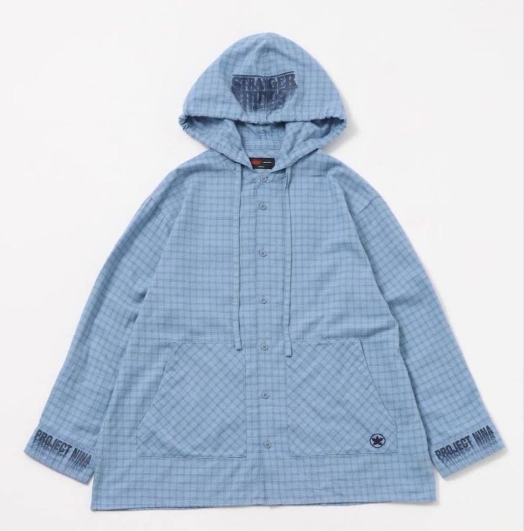 ニコアンド　ストレンジャーシングス　コラボチェックフードシャツ　タグ付き新品 niko and ｜【STRANGER THINGS】コラボ チェックフードシャツ