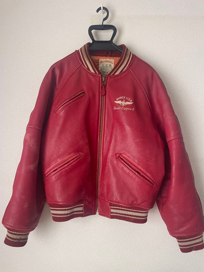 AVIREX レザー ジャケット 赤