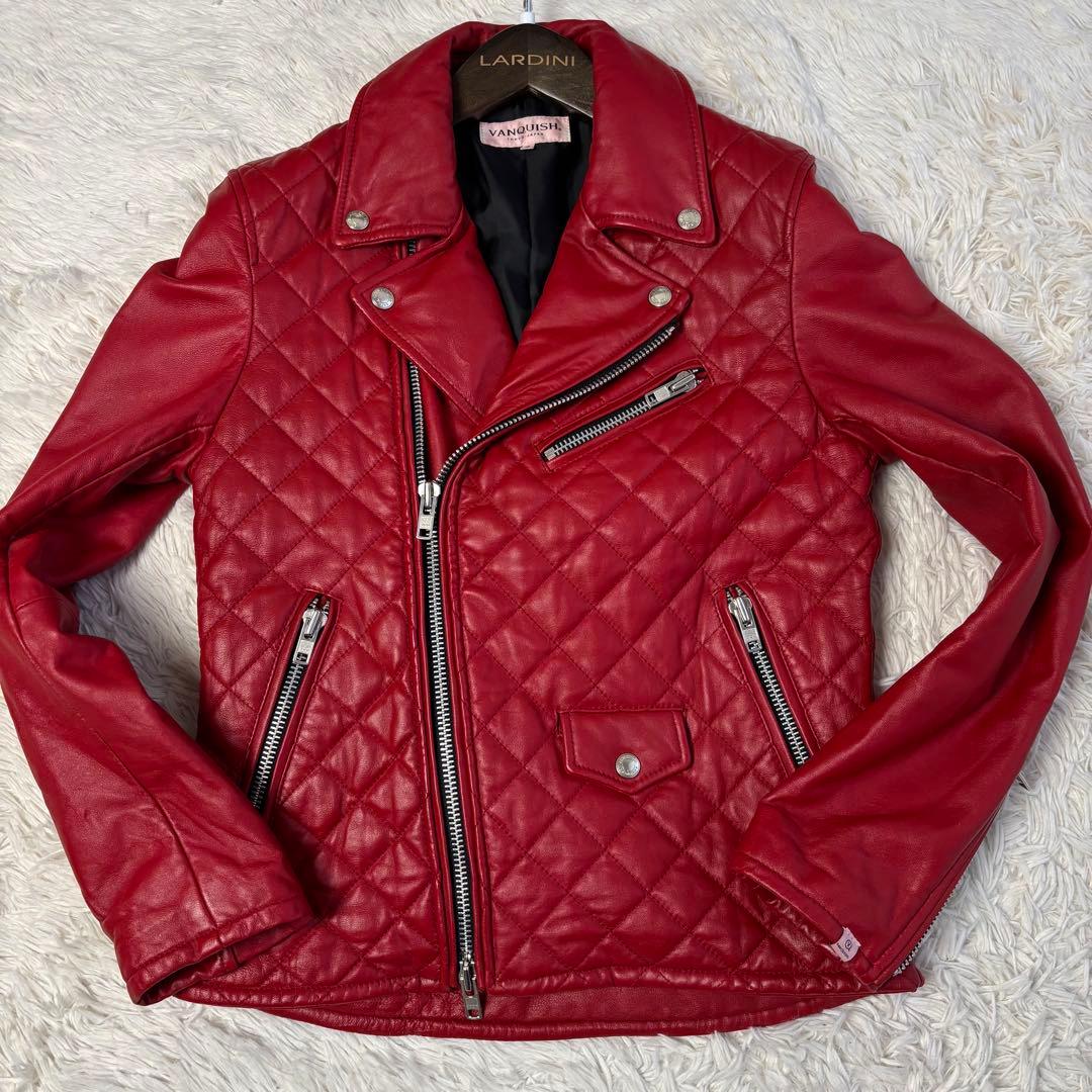 ヴァンキッシュ ダブル ライダースジャケット キルティング ラムレザー