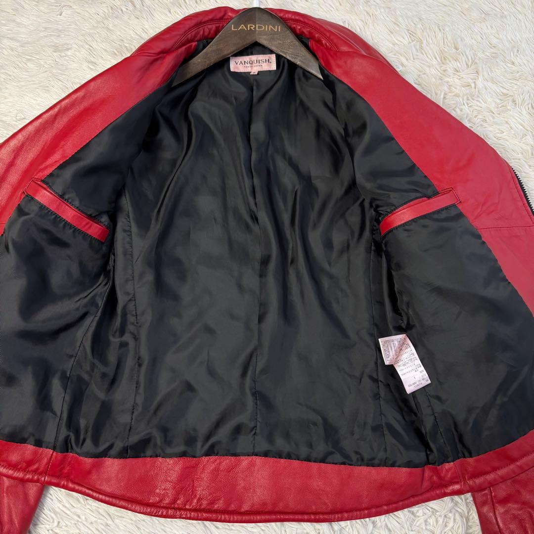 ヴァンキッシュ ダブル ライダースジャケット キルティング ラムレザー