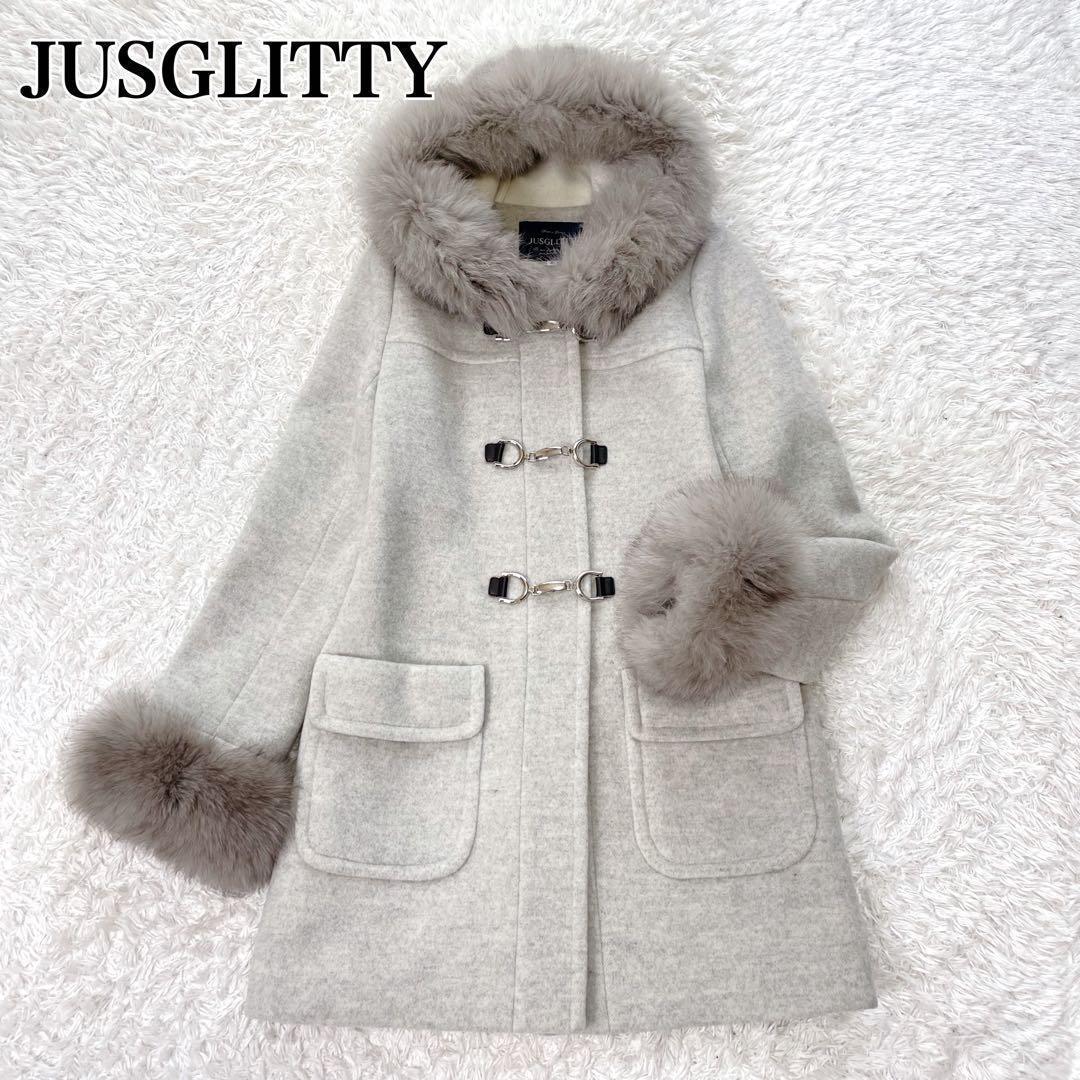 極美品✨️ジャスグリッティー 金具 牛革 ダッフルコート フォックスファー