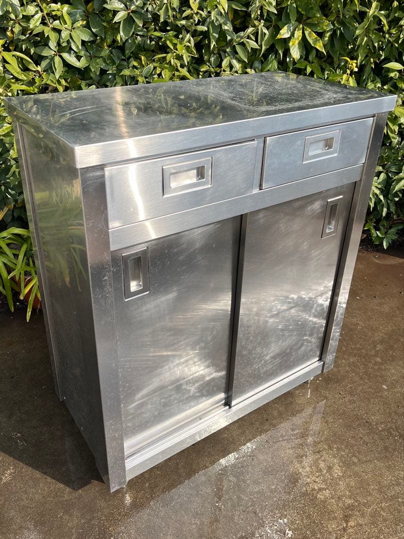 ステンレスは引き出し付きキャビネット　食器棚　作業台　890×450×1050 SU-33 サカエ ステンレスキャビネット 3段引出しの通販【法人オフィス