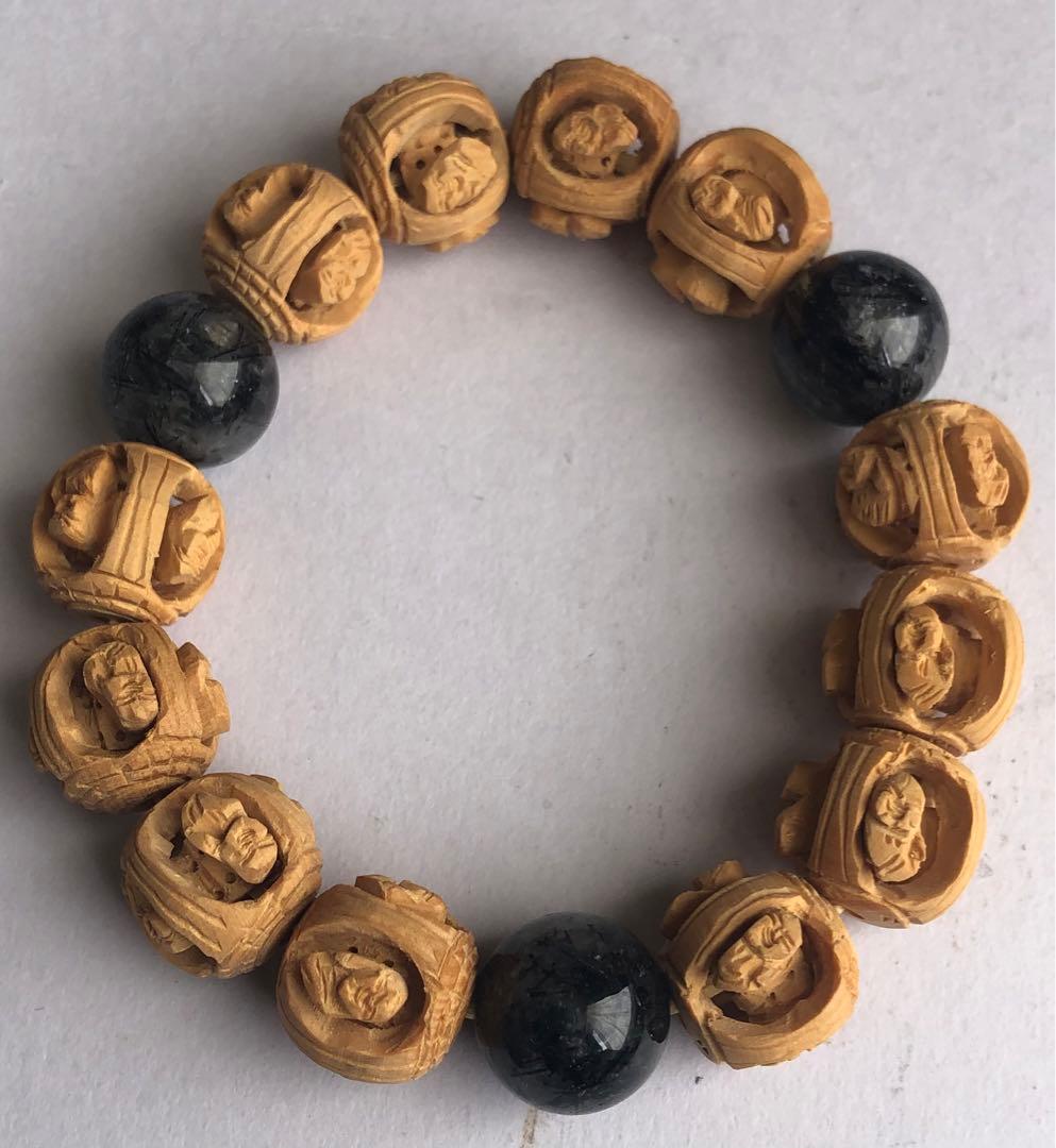 ブラックルチルと羅漢さんのブレスレット仏教とパーワストンの力健康安全運上昇