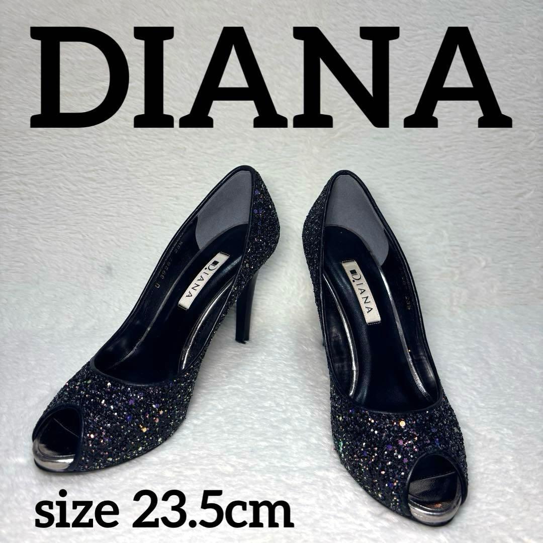 美品＊希少品】DIANA グリッターオープントゥハイヒール size 23.5
