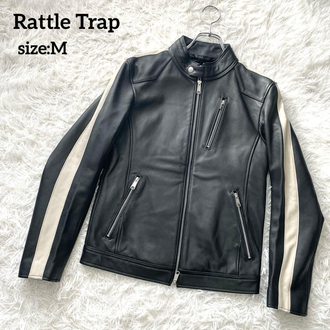 美品✨Rattle Trap シングルライダースジャケット 羊革 サイドラインM RATTLE TRAP（ラトルトラップ） 革ジャン ライダース SHEEP LEATHER