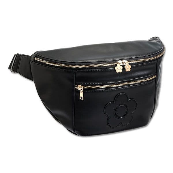 マリークワント フロントポケットデイジーパッチ ボディバッグ ブラック MARY QUANT（マリークワント）の「フロントポケットデイジーパッチ
