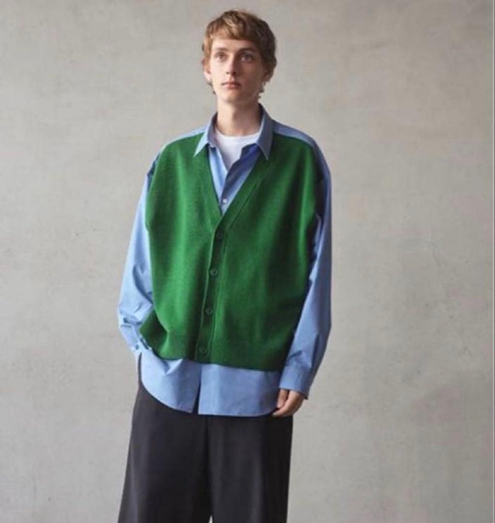 ソフトハイフンKNITCARDIGAN DETAIL LAYERED SHIRT