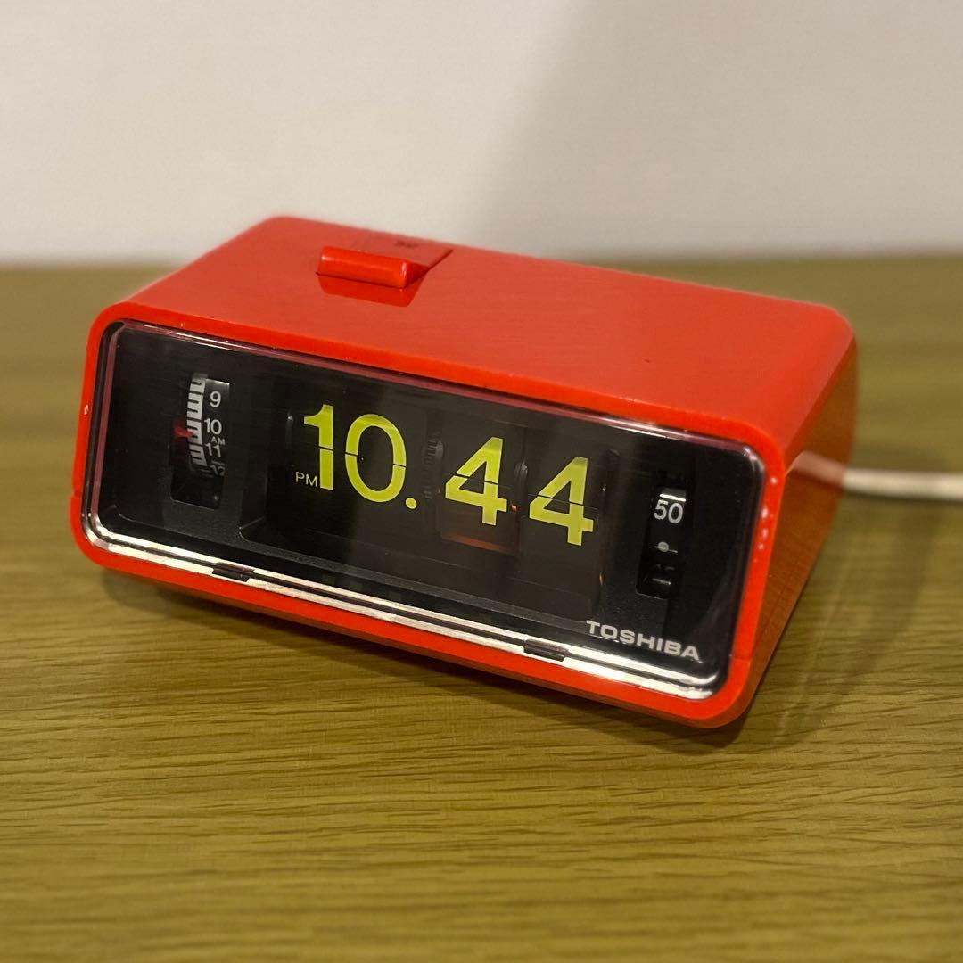 【メンテ済み・動作正常】東芝パタパタ時計 おはようTCM-953 赤