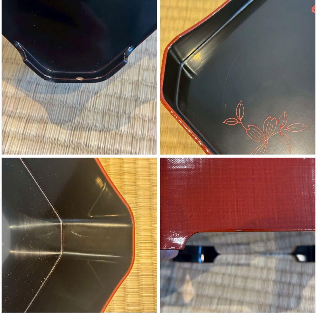 塗師 堅地屋清兵衛 作 冷泉好朱絵 縁高5重 2組 計10点 茶懐石道具 弁当