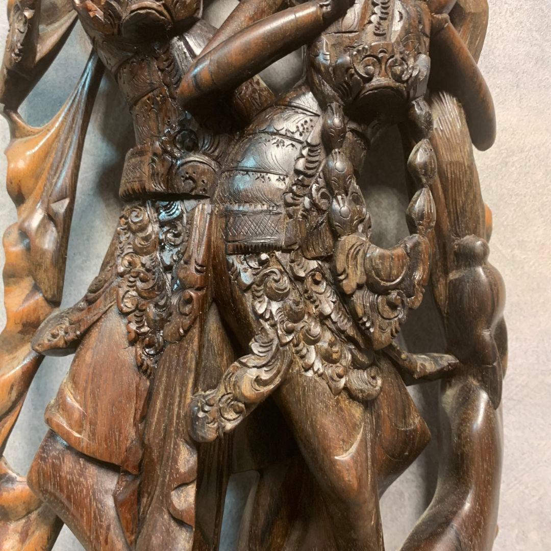 K194 木彫り 彫刻 伝統工芸品 置物 バリ島 - メルカリ