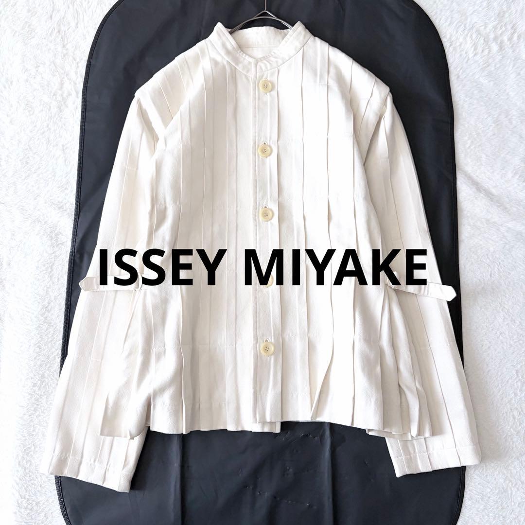 6163 【希少】 イッセイミヤケ プリーツ シャツジャケット クリーム 1