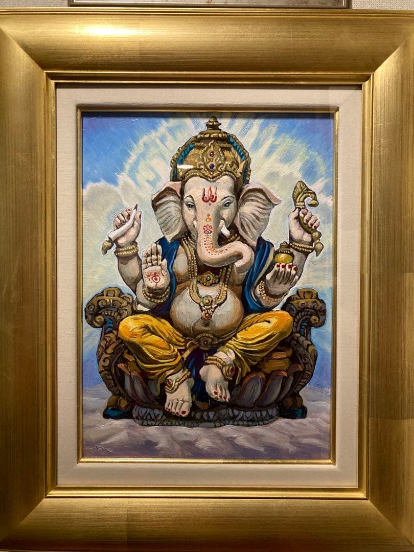 インドの神様 ガネーシャの絵画（油彩F4号333✖️242㎜）額装なし