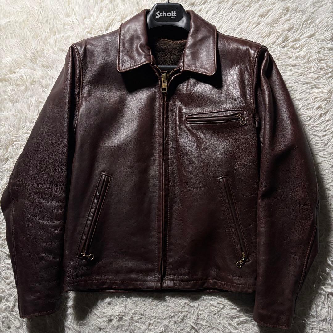 美品/希少✨schott トラッカージャケット　642VS 赤茶　本革　36 美品/希少✨schott トラッカージャケット 642VS 赤茶 本革 36 - メルカリ