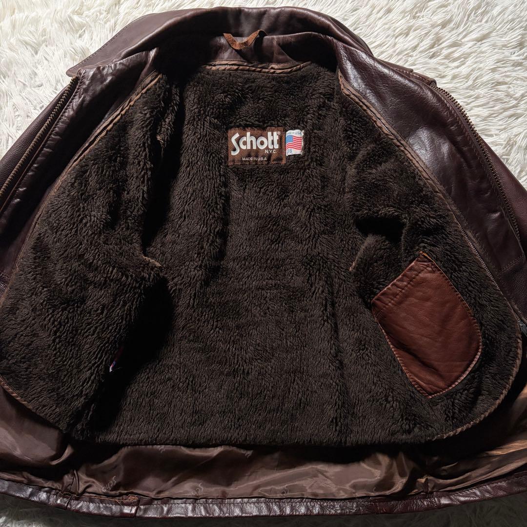 美品/希少✨schott トラッカージャケット 642VS 赤茶 本革 36 - メルカリ