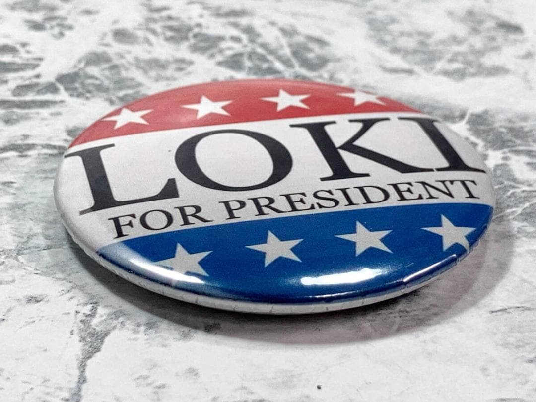 ロキ アベンジャーズ/マイティ・ソー 缶バッジ ロキを大統領に」jo-db