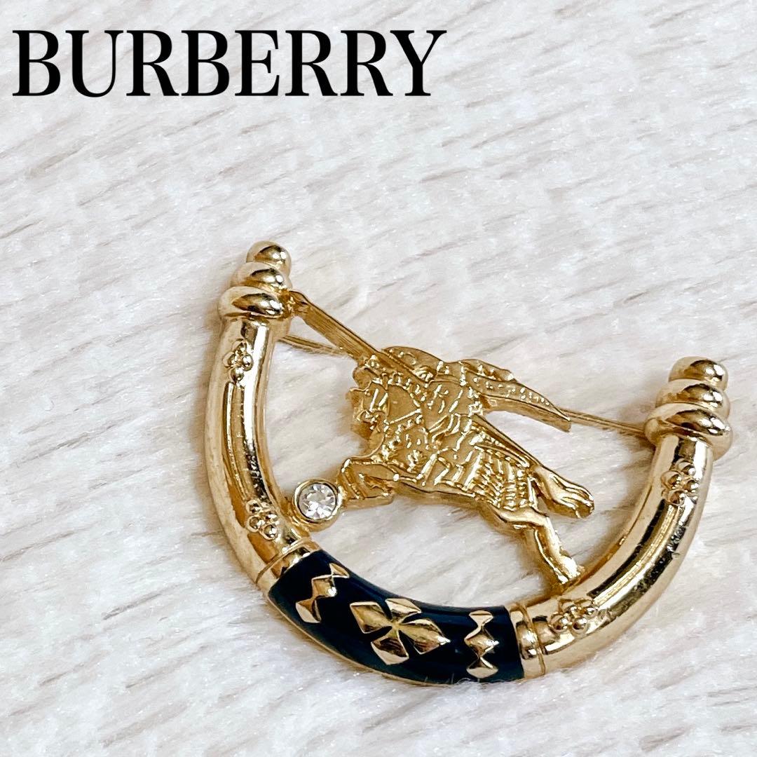 極美品 希少 BURBERRY 騎士 ホースロゴ ゴールド ブローチ バーバリー