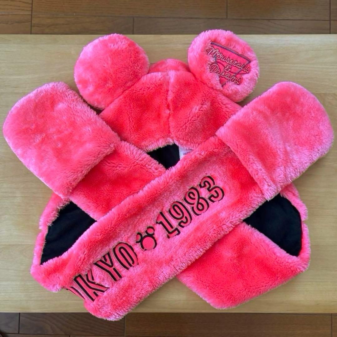 ディズニー ミッキー ファンキャップ 35周年 ピンク マフラー 手袋