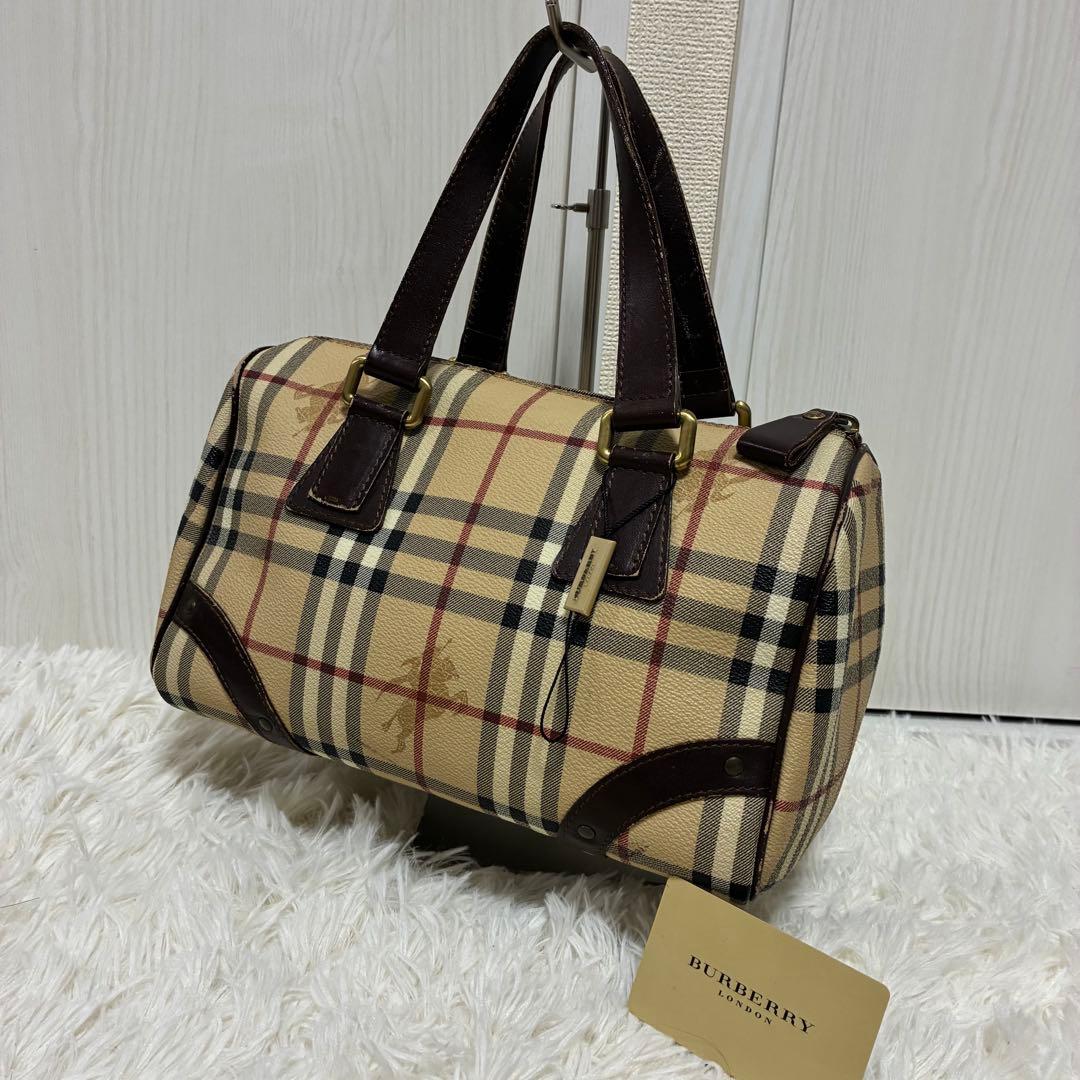BURBERRY バーバリー ミニ ボストンバッグ ノバチェック PVC