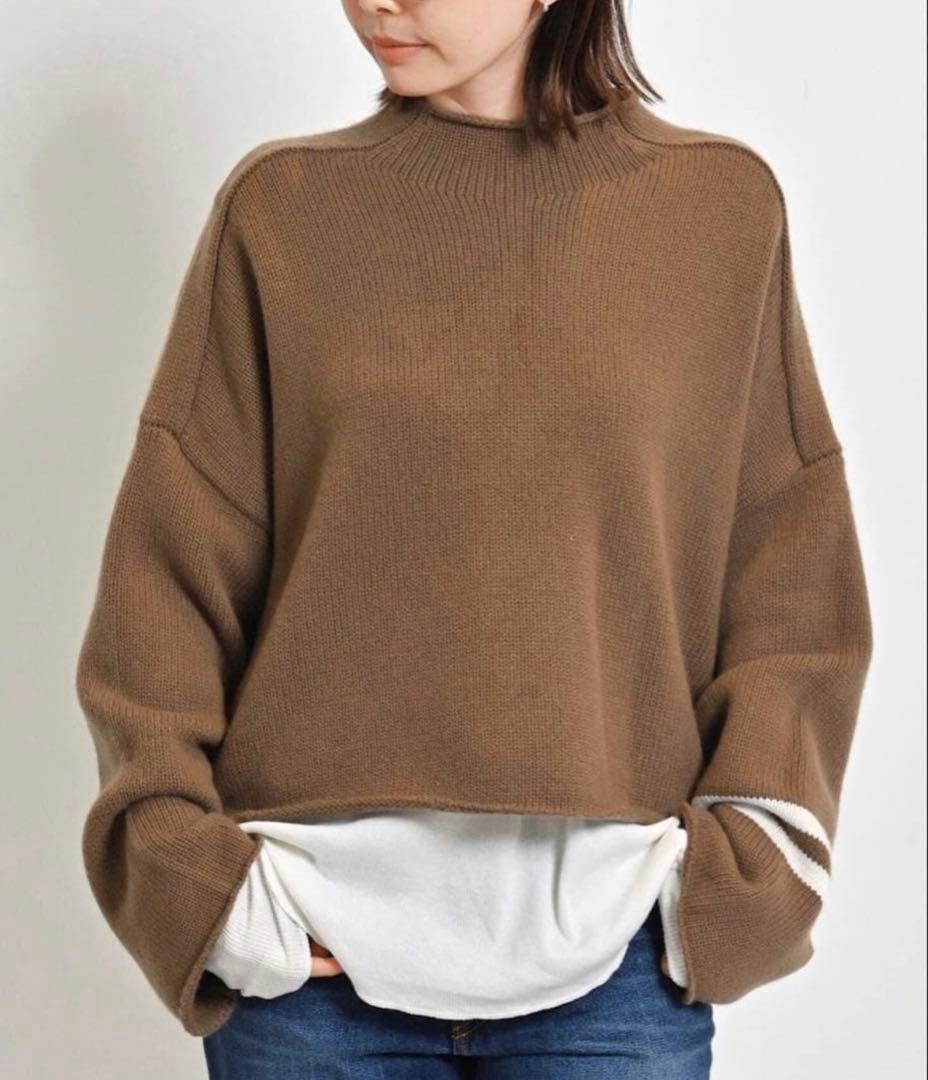 アパルトモン CROPPED KNIT With line キャメル