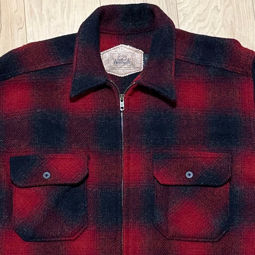 90s ウールリッチUSA製 オンブレチェック ウールジャケット 赤黒 XL