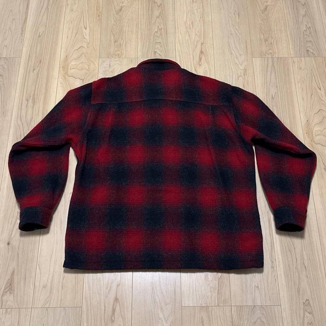 90s ウールリッチUSA製 オンブレチェック ウールジャケット 赤黒 XL