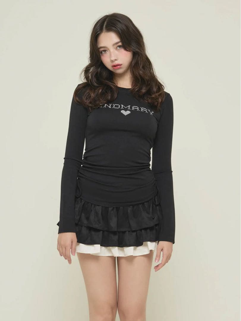 トップス Andmary Dot mary logo tops black
