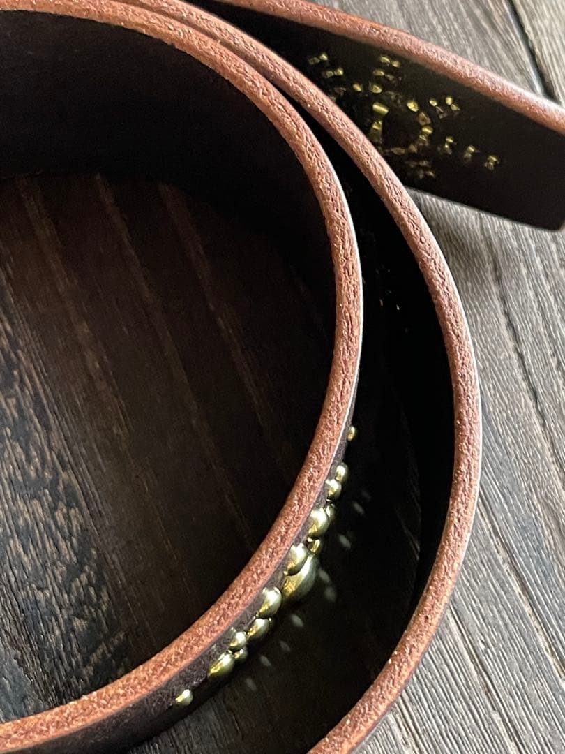 ディッキーズ874専用スタッズベルト ダークブラウン 真鍮 HTC CALEE