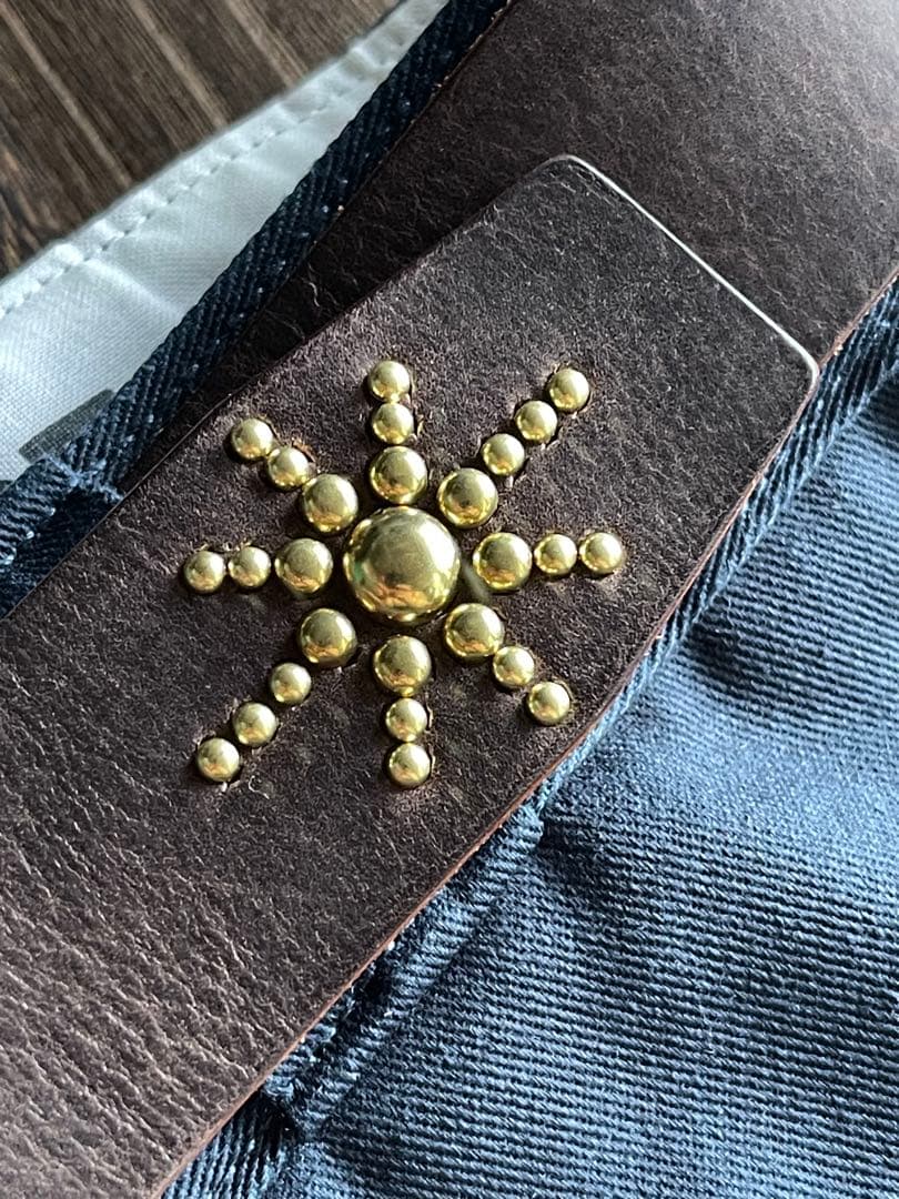 ディッキーズ874専用スタッズベルト ダークブラウン 真鍮 HTC CALEE