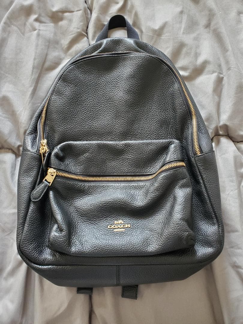 COACH チャーリー ペブルド レザー バックパック ブラック