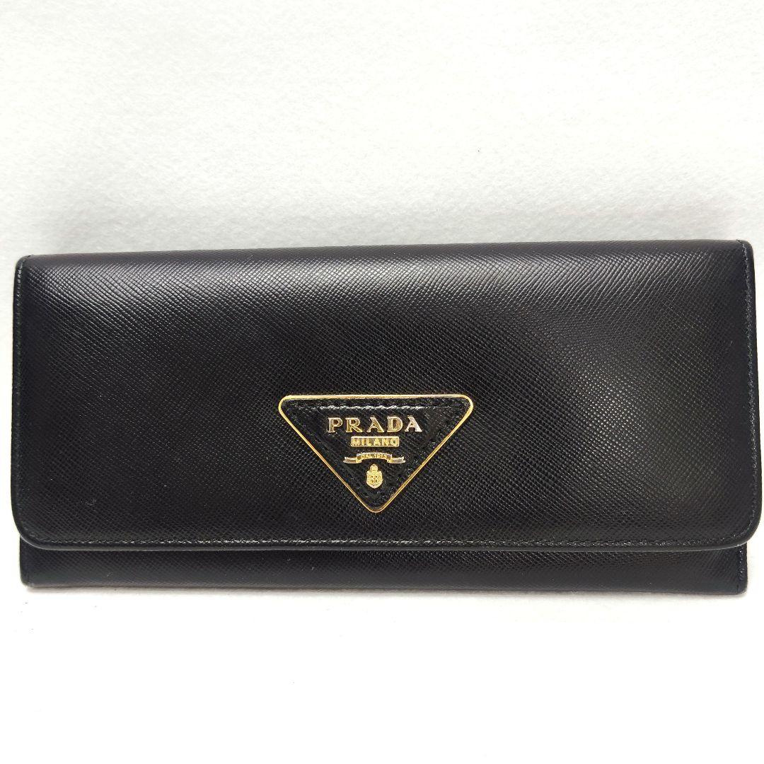 【T】美品　PRADA　プラダ　サファイアーノ　ブラック　長財布 関税込】◇PRADA プラダ◇サフィアーノ レザー ロゴ 長財布 (PRADA/長