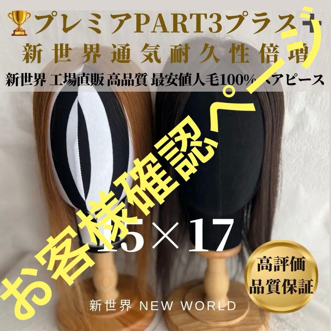 新世界プレミア真皮シリーズ★全人毛　ヘアピース　ウィッグ15*17総手植え45㌢