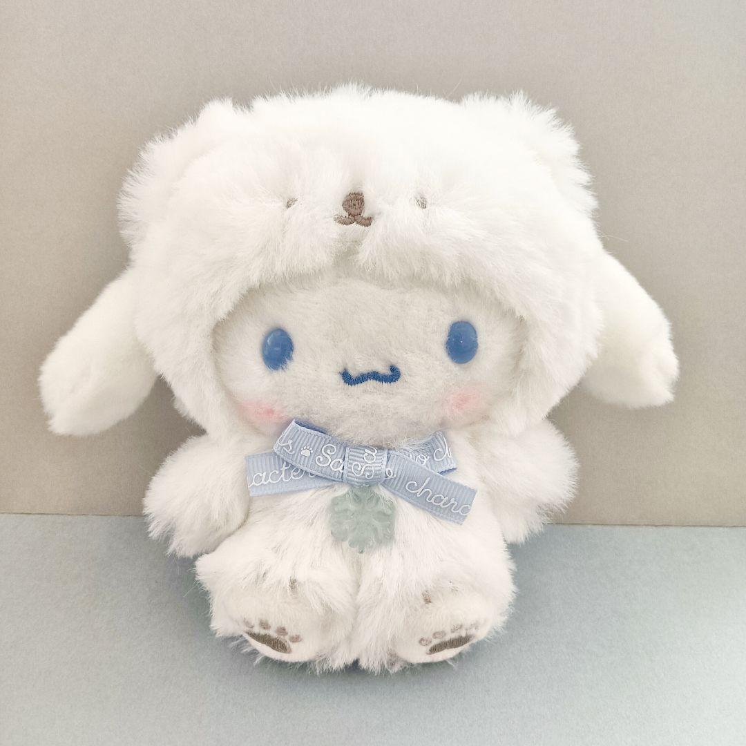 シナモロール ぬいぐるみ マスコットホルダー ふわふわスノーデザイン