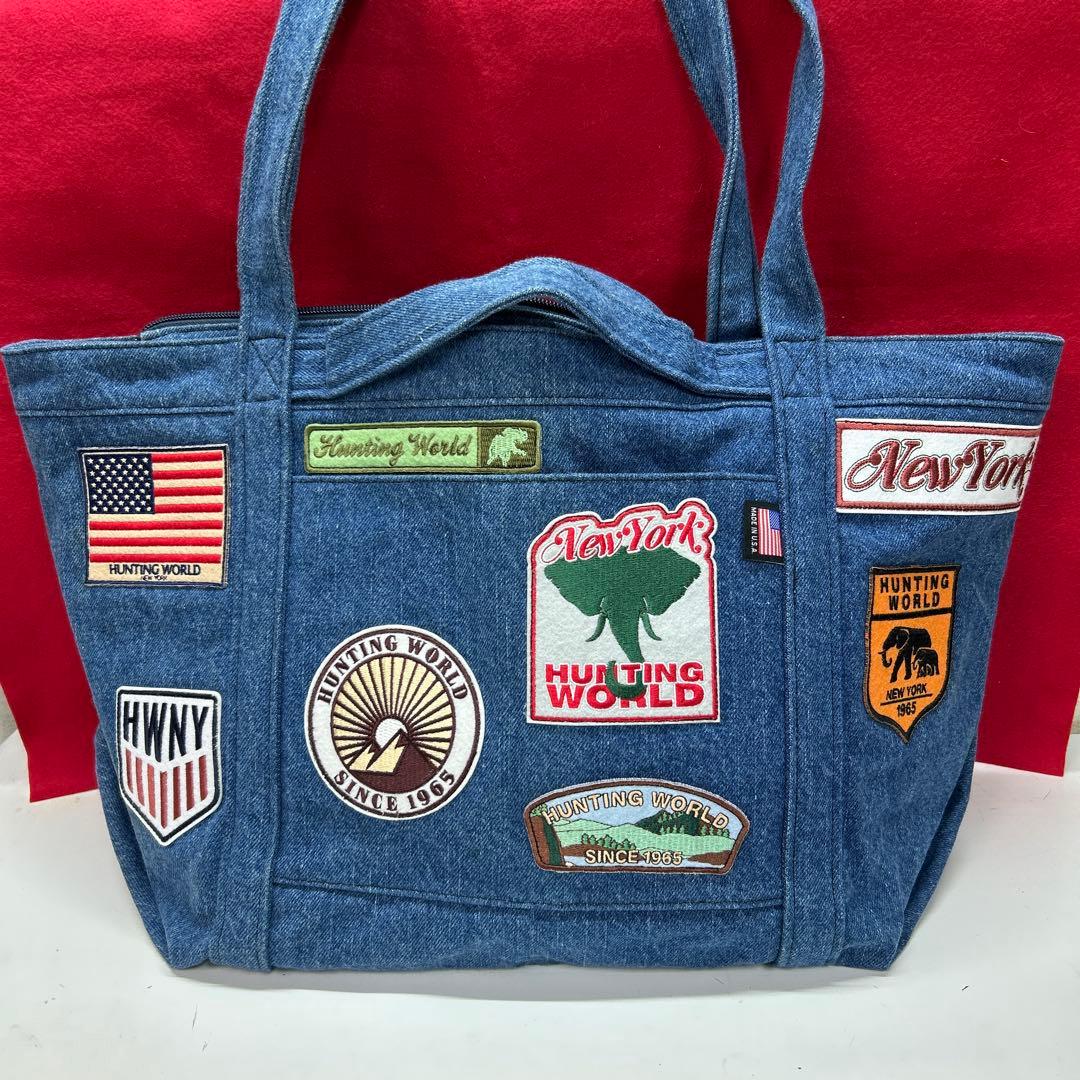 ⭕️未使用⭕️Hunting World ワッペン付きデニムトートバッグ Hunting World（ハンティング・ワールド） 【SPRING SALE☆30％OFF