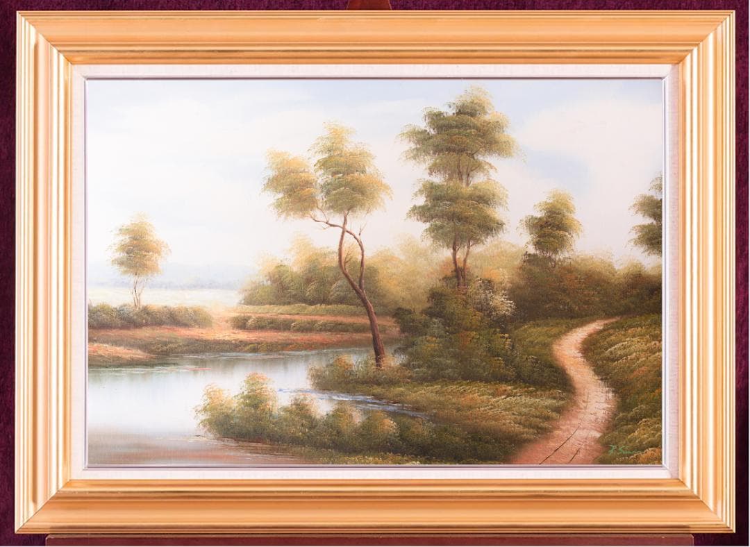 ★未使用高級ゴールド額付★手書き油絵★外寸約880×660mm 玄関やリビングに